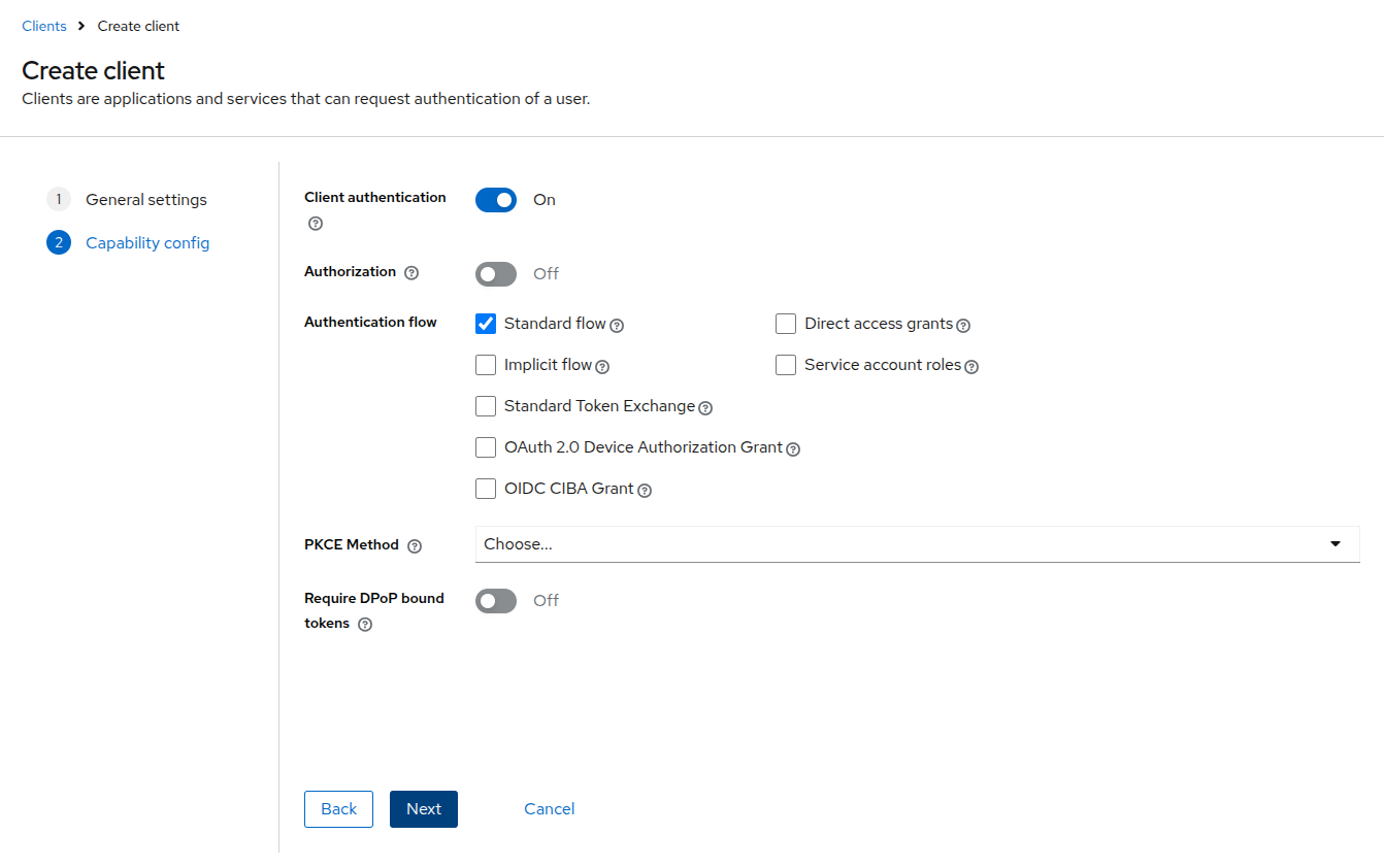 Creating the eclipse-che client in Keycloak Admin Console