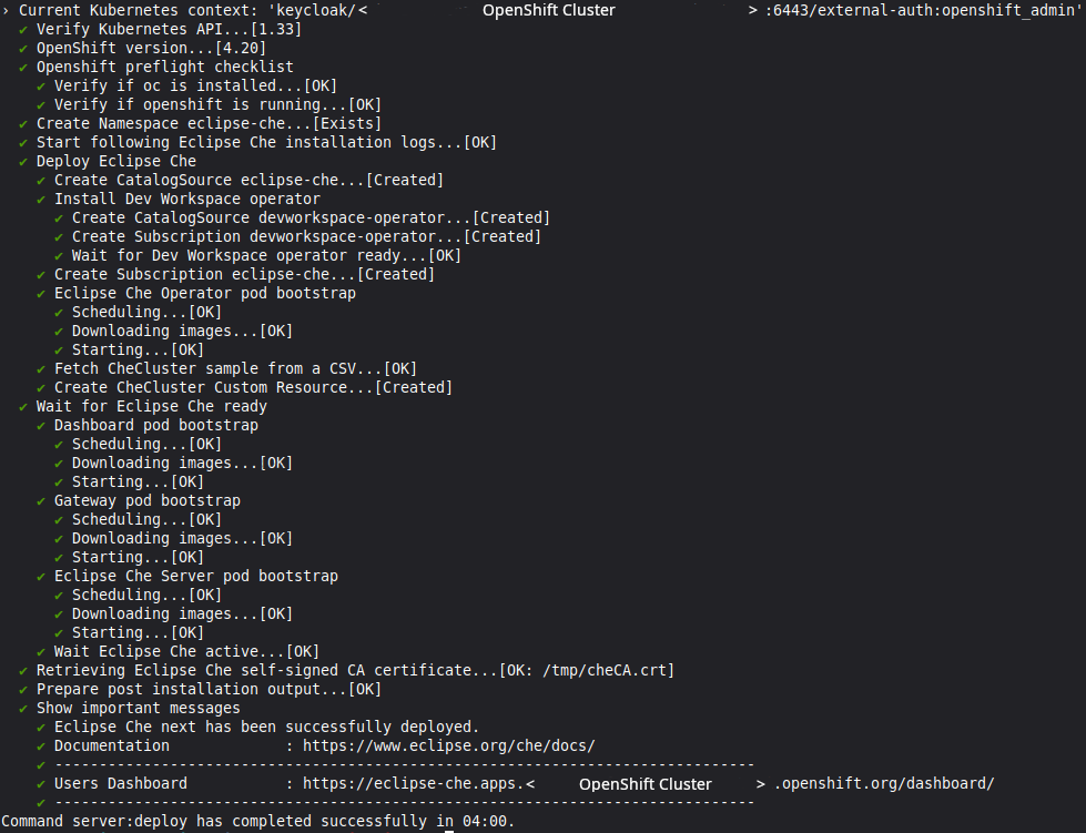 Eclipse Che deployed