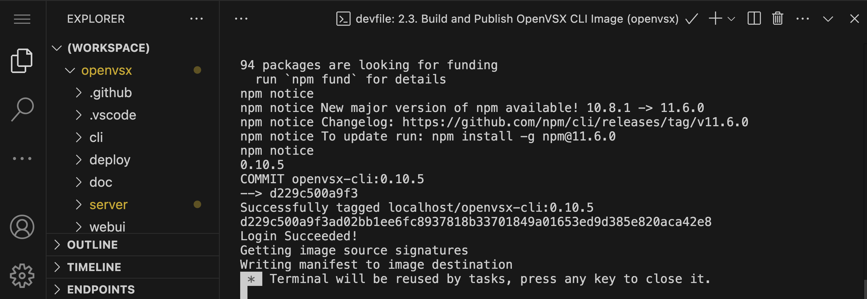 Build Open VSX CLI Image