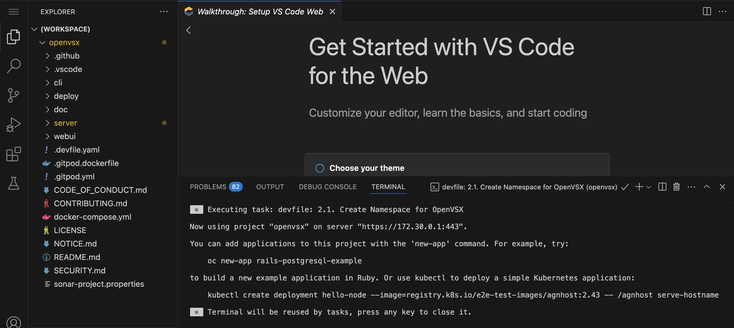 Create Open VSX Project