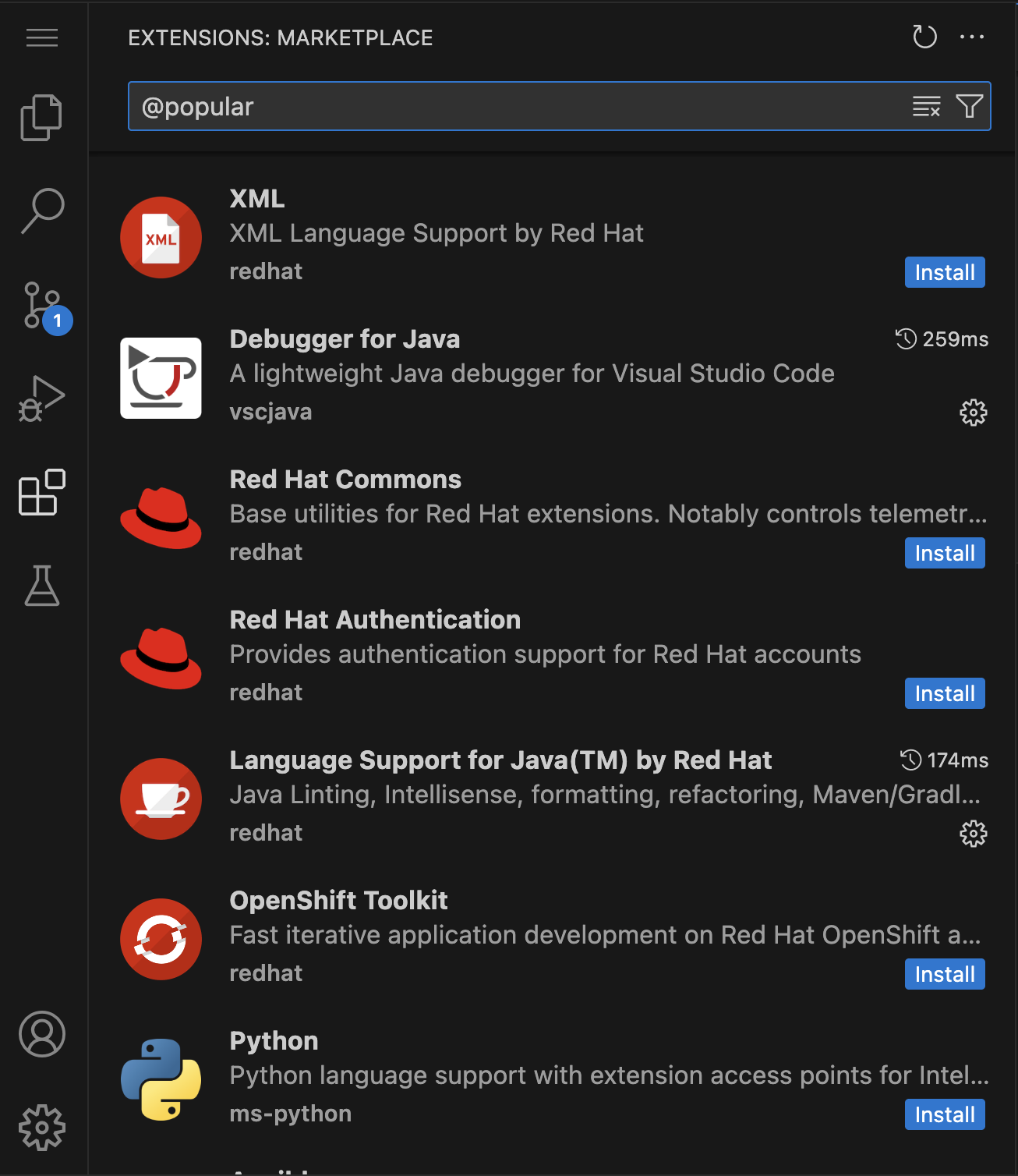 Extensions View