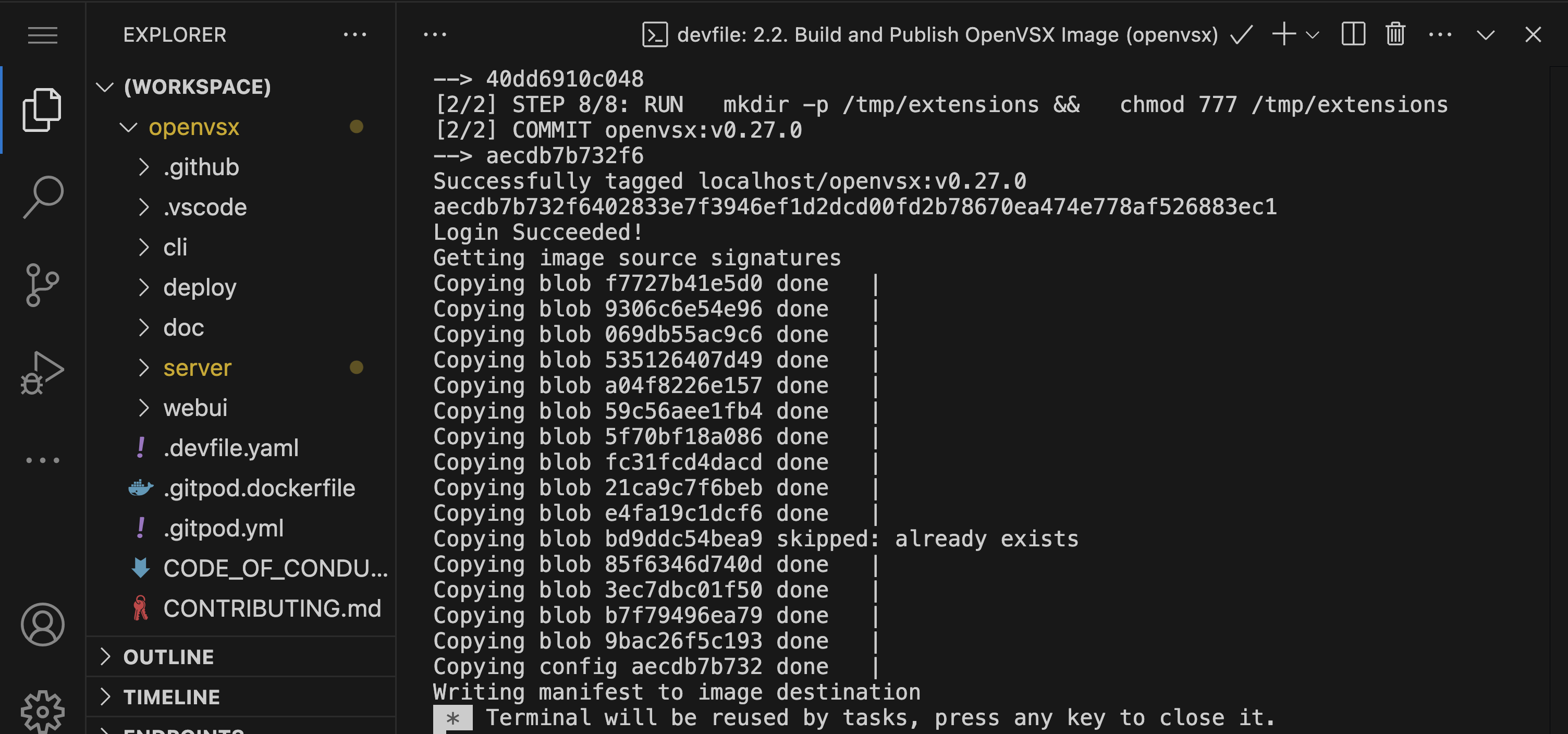 Build Open VSX Server Image